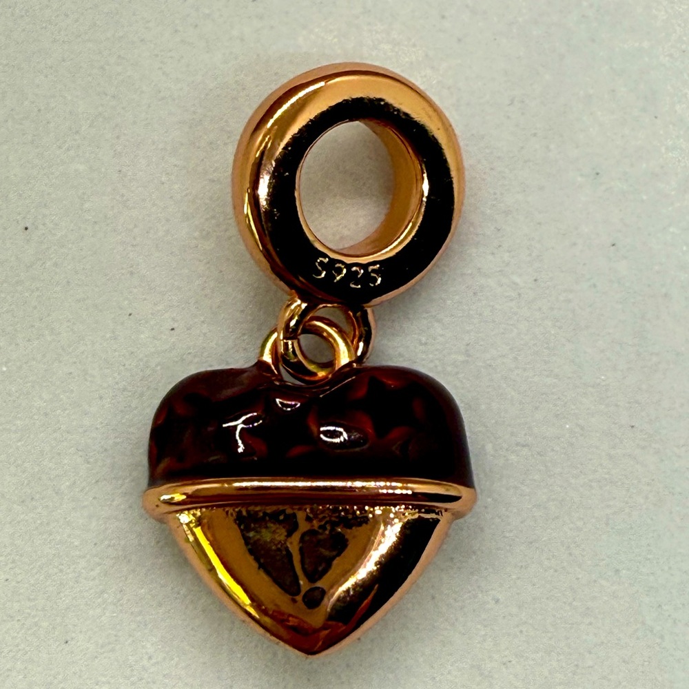 Chocolate Dipped Heart Charm – Rose Gold 925 Silver